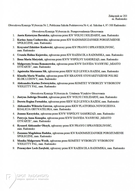 Obwodowe Komisje Wyborcze '2018
