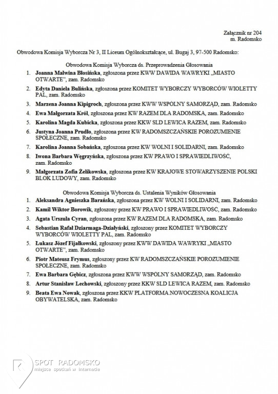 Obwodowe Komisje Wyborcze '2018