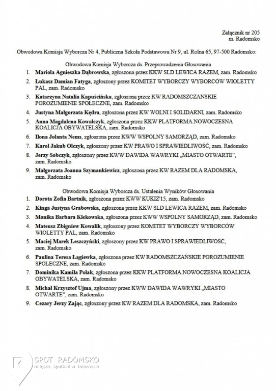 Obwodowe Komisje Wyborcze '2018