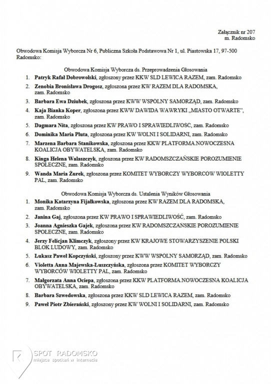 Obwodowe Komisje Wyborcze '2018