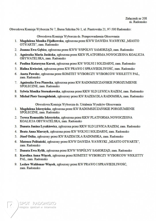 Obwodowe Komisje Wyborcze '2018