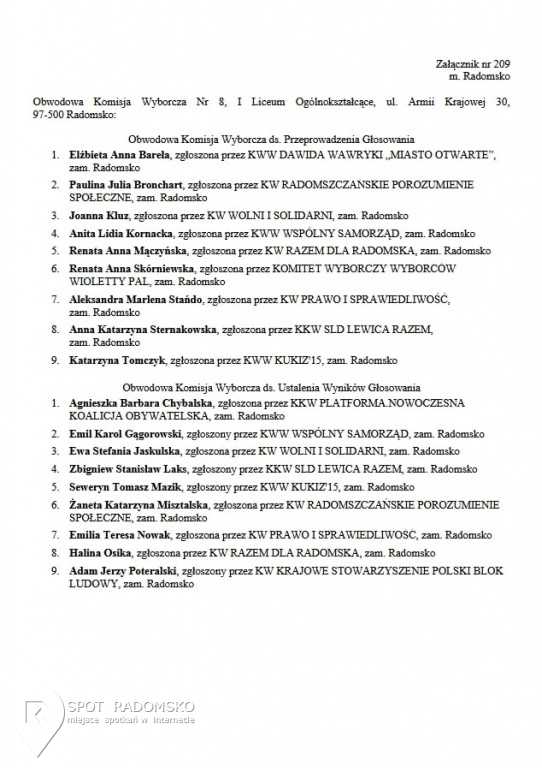 Obwodowe Komisje Wyborcze '2018
