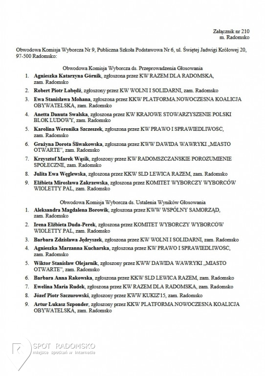 Obwodowe Komisje Wyborcze '2018