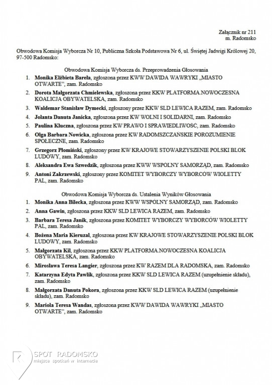 Obwodowe Komisje Wyborcze '2018