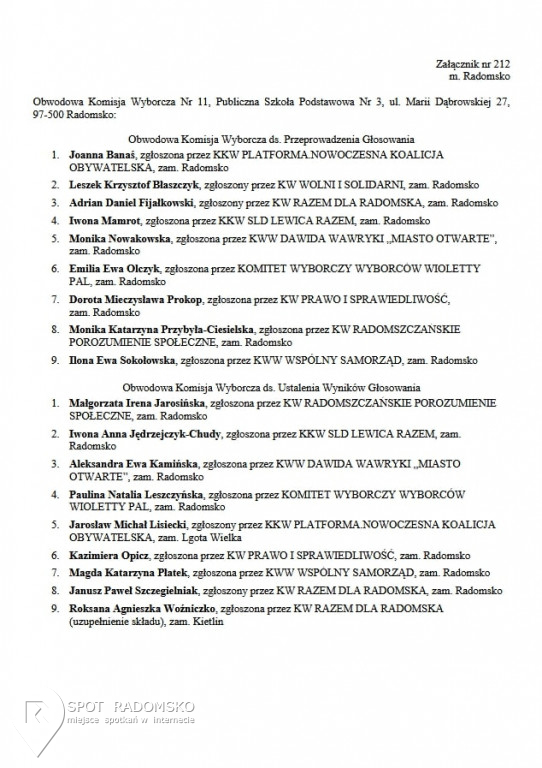 Obwodowe Komisje Wyborcze '2018