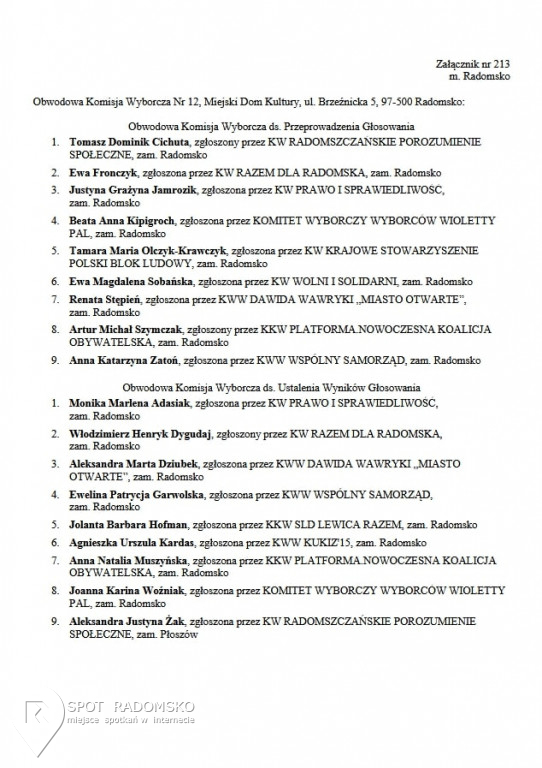 Obwodowe Komisje Wyborcze '2018