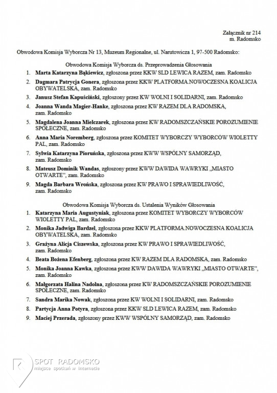 Obwodowe Komisje Wyborcze '2018