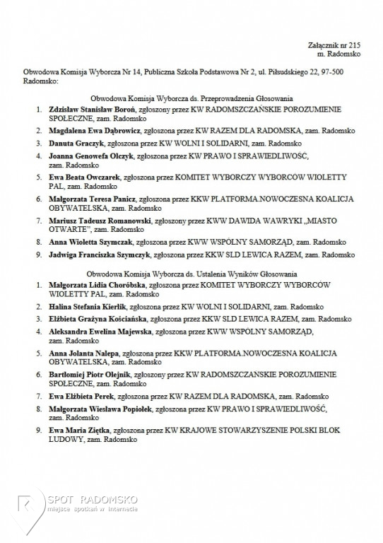 Obwodowe Komisje Wyborcze '2018