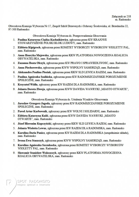 Obwodowe Komisje Wyborcze '2018
