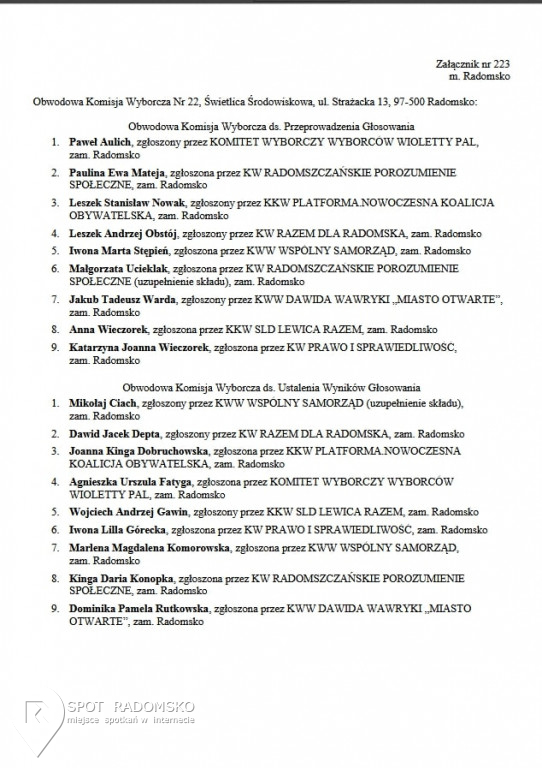 Obwodowe Komisje Wyborcze '2018