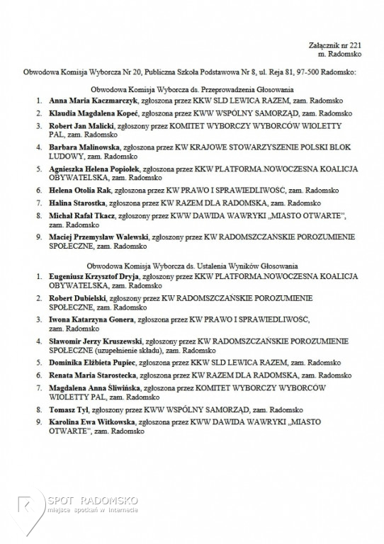 Obwodowe Komisje Wyborcze '2018