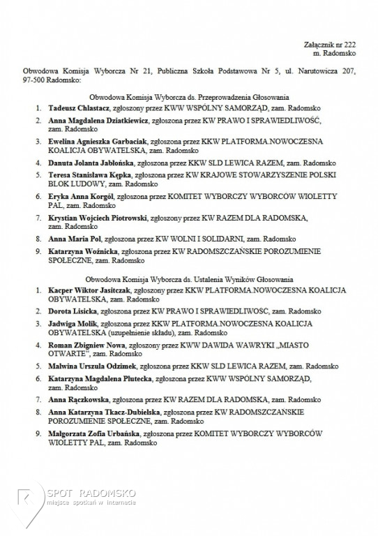 Obwodowe Komisje Wyborcze '2018