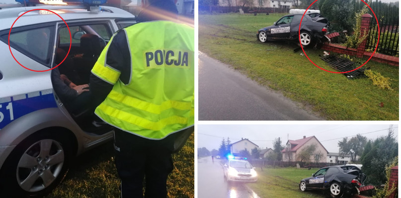 fot: KPP Radomsko - BMW wypadek alkohol Żytno / spotradomsko.pl