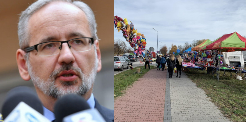 Adam Niedzielski fot: PAP // kramy przy Cmentarzu Nowym w Radomsku w 2018 roku fot: Kamil Szpotański
