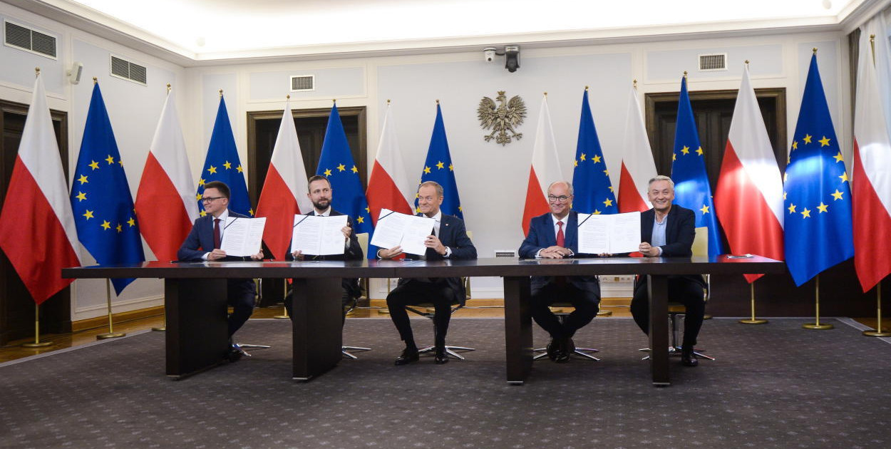 Liderzy Koalicji Obywatelskiej, PSL, Polski 2050  i Nowej Lewicy parafowali umowę 