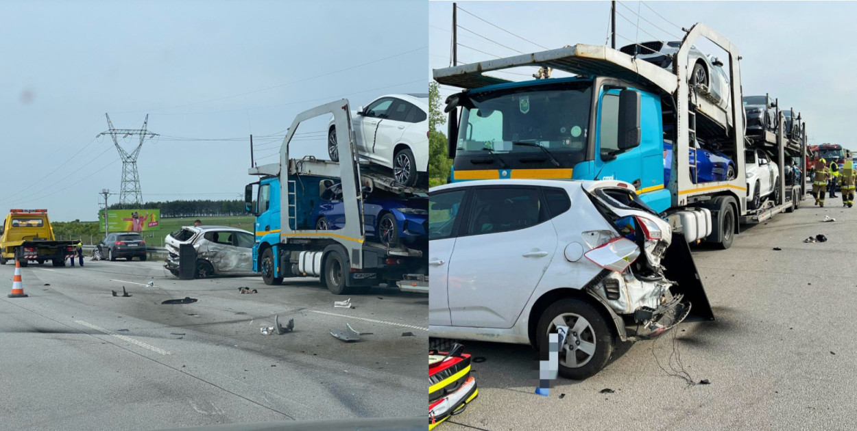 fot: wypadek na A1; zdjęcia nadesłane przez Czytelnika oraz z KPP Radomsko