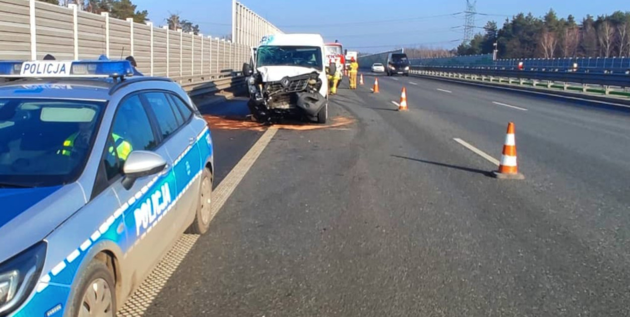 Wypadek na autostradzie pod Radomskiem, fot: KPP Radomsko