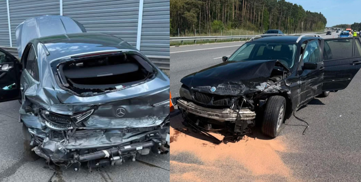 fot: dwa wypadki drogowe pod Radomskiem na autostradzie
