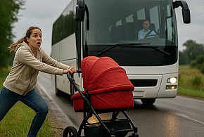 81-letni kierowca autobusu prawie rozjechał kobietę z dzieckiem we wsi pod Radomsk-23631