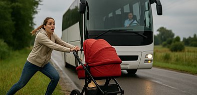 81-letni kierowca autobusu prawie rozjechał kobietę z dzieckiem we wsi pod Radomsk-23631