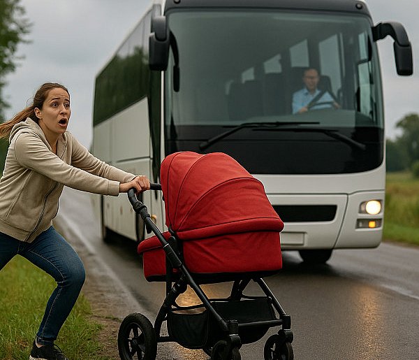 81-letni kierowca autobusu prawie rozjechał kobietę z dzieckiem we wsi pod Radomsk-23631