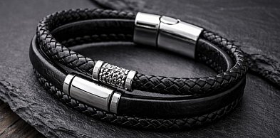 Silver Men's Leather Bracelet – męska bransoletka ze skóry i srebra, która robi ró