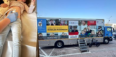 Mobilna klinika przed urzędem w Radomsku bada dzieci w kierunku nowotworów