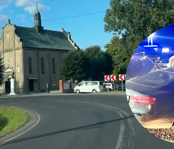 Audi wypadło z DK42 i uderzyło w ogrodzenie parafii pod Radomskiem-25812