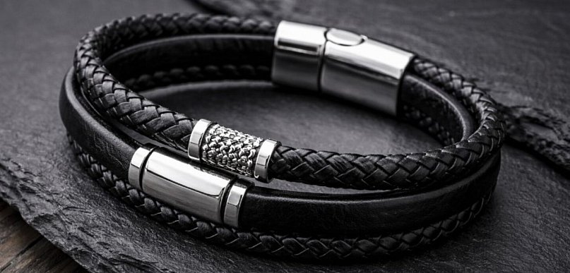 Silver Men's Leather Bracelet – męska bransoletka ze skóry i srebra, która robi ró