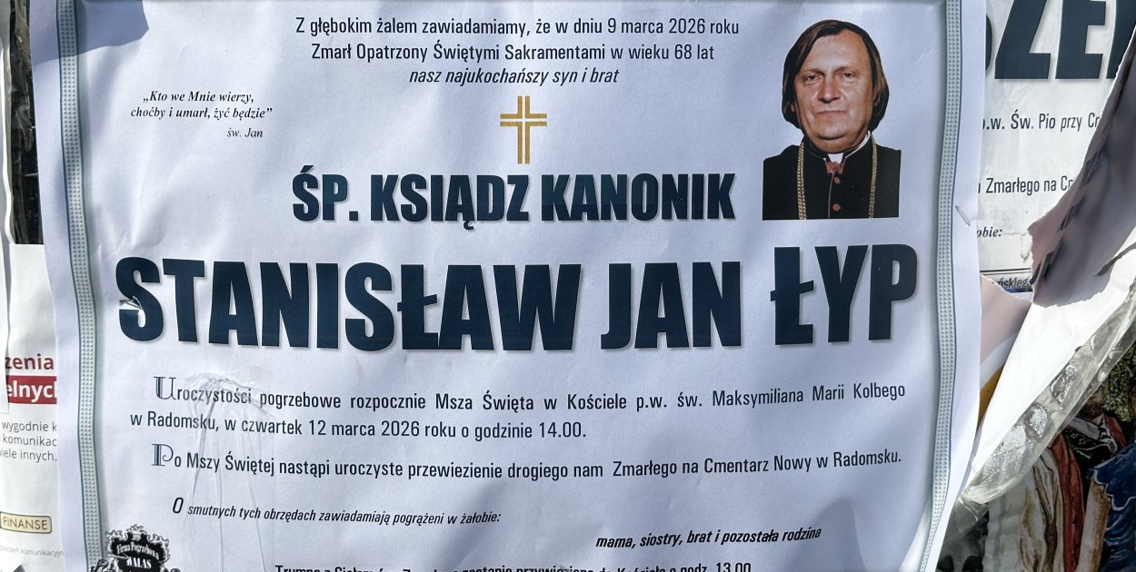 Zmarł ks. kan. Stanisław Jan Łyp. Pożegnanie pochodzącego z Radomska kapłana...