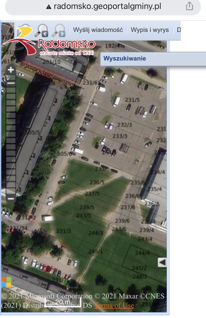 screen terenów do zabudowania przy ulicy Piastowskiej w Radomsku  - System Informacji Przestrzennej Urzędu Miasta w Radomsku