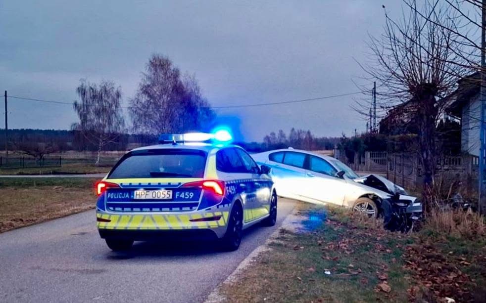 miejsce wypadku w miejscowości Nowy Widok, gmina Kobiele Wielkie
