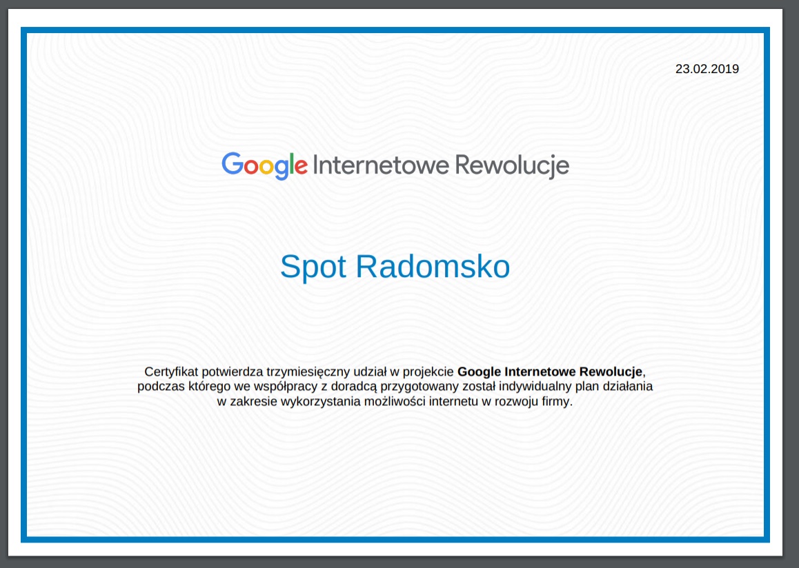 Absolutnie polecam program Google Internetowe Rewolucje! //spotradomsko.pl