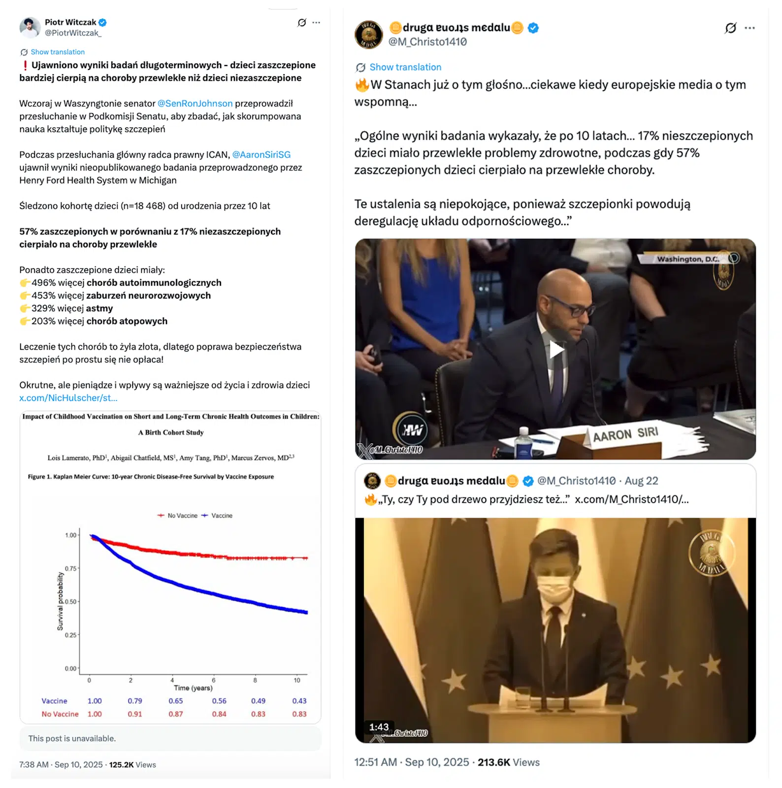 Wpisy na polskim X na temat opisywanego przesłuchania i artykułu
